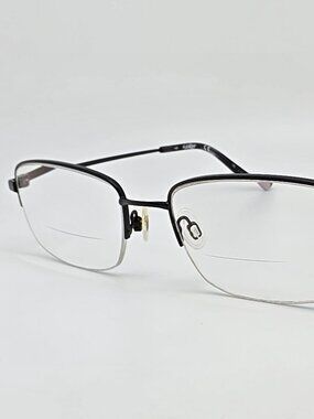 Flexon H6055 001 Gloss Black Semi Rimless Titanium Eyeglasses Frame 54-19-145